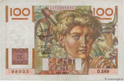 100 Francs JEUNE PAYSAN filigrane inversé FRANCE  1954 F.28bis.05 VF+