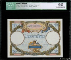 50 Francs LUC OLIVIER MERSON Épreuve FRANCIA  1927 F.15.00Ec3 SC+