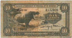10 Francs RWANDA BURUNDI  1960 P.02 TB