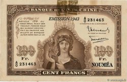 100 Francs NOUVELLE CALÉDONIE  1943 P.46a VF-