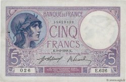 5 Francs FEMME CASQUÉE FRANCE  1918 F.03.02 TTB+