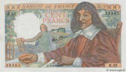 100 Francs DESCARTES FRANCE  1943 F.27.03 pr.SPL