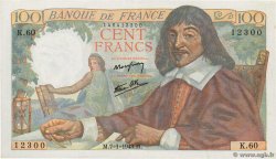 100 Francs DESCARTES  FRANCE  1943 F.27.03