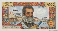 5000 Francs HENRI IV FRANCE  1957 F.49.01 SPL