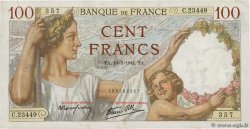100 Francs SULLY FRANCE  1941 F.26.55 VF