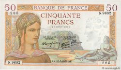 50 Francs CÉRÈS modifié FRANKREICH  1939 F.18.22