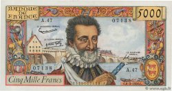 5000 Francs HENRI IV FRANCE  1958 F.49.06 AU-