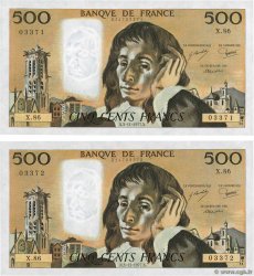 500 Francs PASCAL Consécutifs FRANCE  1977 F.71.17 UNC-