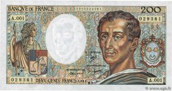 200 Francs MONTESQUIEU Petit numéro FRANCIA  1981 F.70.01A1 SPL+