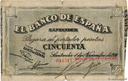 50 Pesetas SPAIN Santander 1936 PS.584e G