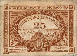 25 Centimes MONACO  1920 P.01a TB