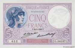 5 Francs FEMME CASQUÉE FRANCE  1928 F.03.12 XF+