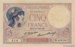 5 Francs FEMME CASQUÉE FRANKREICH  1930 F.03.14