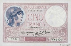 5 Francs FEMME CASQUÉE modifié FRANKREICH  1939 F.04.10