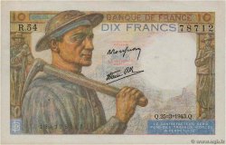 10 Francs MINEUR FRANKREICH  1943 F.08.08