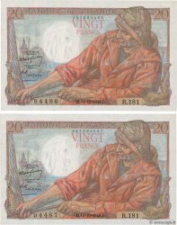20 Francs PÊCHEUR Consécutifs FRANCE  1948 F.13.13 SPL