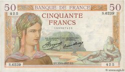 50 Francs CÉRÈS FRANKREICH  1937 F.17.38