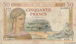50 Francs CÉRÈS modifié FRANCIA  1939 F.18.29 q.MB