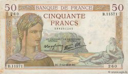 50 Francs CÉRÈS modifié FRANCE  1939 F.18.35