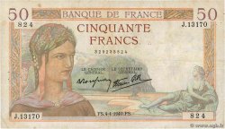 50 Francs CÉRÈS modifié FRANKREICH  1940 F.18.42 S
