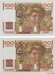 100 Francs JEUNE PAYSAN Consécutifs FRANKREICH  1951 F.28.30 VZ+