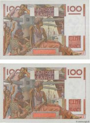 100 Francs JEUNE PAYSAN Consécutifs FRANKREICH  1951 F.28.30 VZ+