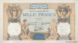 1000 Francs CÉRÈS ET MERCURE type modifié FRANKREICH  1939 F.38.38 fVZ