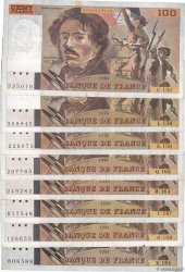 100 Francs DELACROIX imprimé en continu Lot FRANCE  1990 F.69bis.02-03