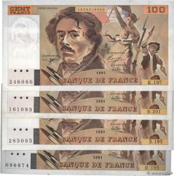100 Francs DELACROIX imprimé en continu Lot FRANCIA  1991 F.69bis.04