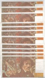 100 Francs DELACROIX imprimé en continu Lot FRANKREICH  1993 F.69bis.05 fVZ