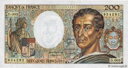200 Francs MONTESQUIEU FRANCIA  1981 F.70.01 AU