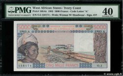5000 Francs WEST AFRICAN STATES  1983 P.108Ak XF