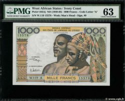 1000 Francs WEST AFRICAN STATES  1973 P.103Aj AU