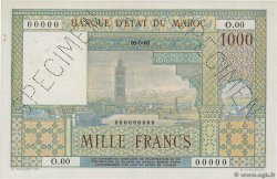 1000 Francs Spécimen MARUECOS  1951 P.47s EBC+