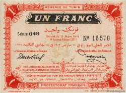 1 Franc TUNISIE  1919 P.46a SPL