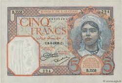 5 Francs ALGERIA  1929 P.077a XF+
