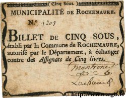 5 Sous FRANCE Regionalismus und verschiedenen Rochemaure 1792 Kc.07.101 S