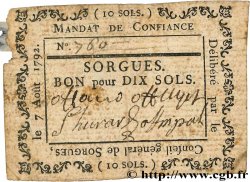 10 Sols FRANCE regionalism and various Sorgues 1792 Kc.13.126