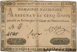 5 Livres Faux FRANCE  1791 Ass.20x