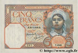 5 Francs ALGERIEN  1939 P.077a fST