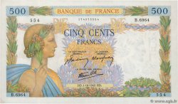 500 Francs LA PAIX FRANCE  1942 F.32.41 AU
