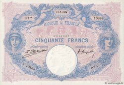 50 Francs BLEU ET ROSE FRANKREICH  1924 F.14.37 VZ+