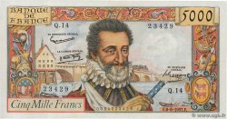 5000 Francs HENRI IV FRANCE  1957 F.49.02 pr.SUP