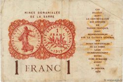 1 Franc MINES DOMANIALES DE LA SARRE FRANCE  1919 VF.51.03 F