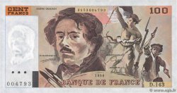 100 Francs DELACROIX imprimé en continu FRANKREICH  1990 F.69bis.01bD