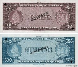 50 et 500 Pesos Oro Spécimen RÉPUBLIQUE DOMINICAINE  1975 P.112s et P.114s1 pr.NEUF