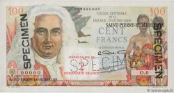 2 NF sur 100 Francs La Bourdonnais Spécimen SAINT PIERRE ET MIQUELON  1960 P.32s SPL