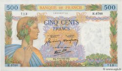 500 Francs LA PAIX FRANCE  1942 F.32.40 UNC-