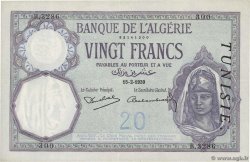20 Francs TUNESIEN  1939 P.06b VZ+