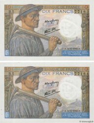 10 Francs MINEUR Consécutifs FRANCIA  1942 F.08.03 q.FDC